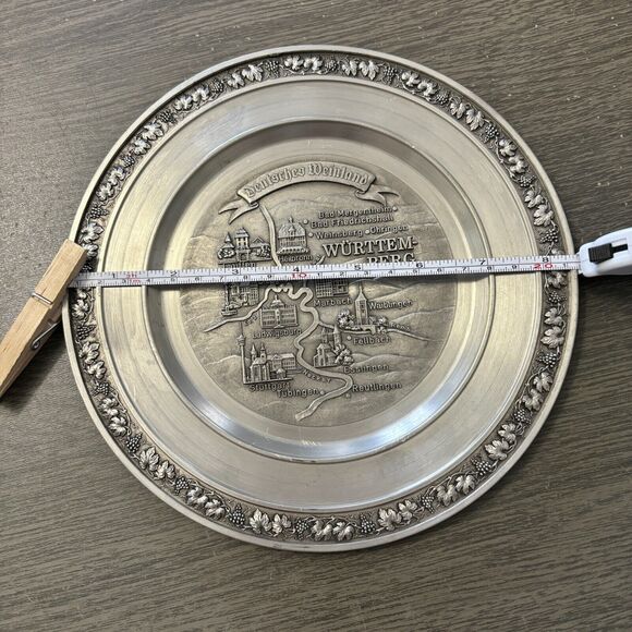 German Wine Gate Württemberg region Germany 95%‎ Pure Tin Decorative Plate - Picture 8 of 10